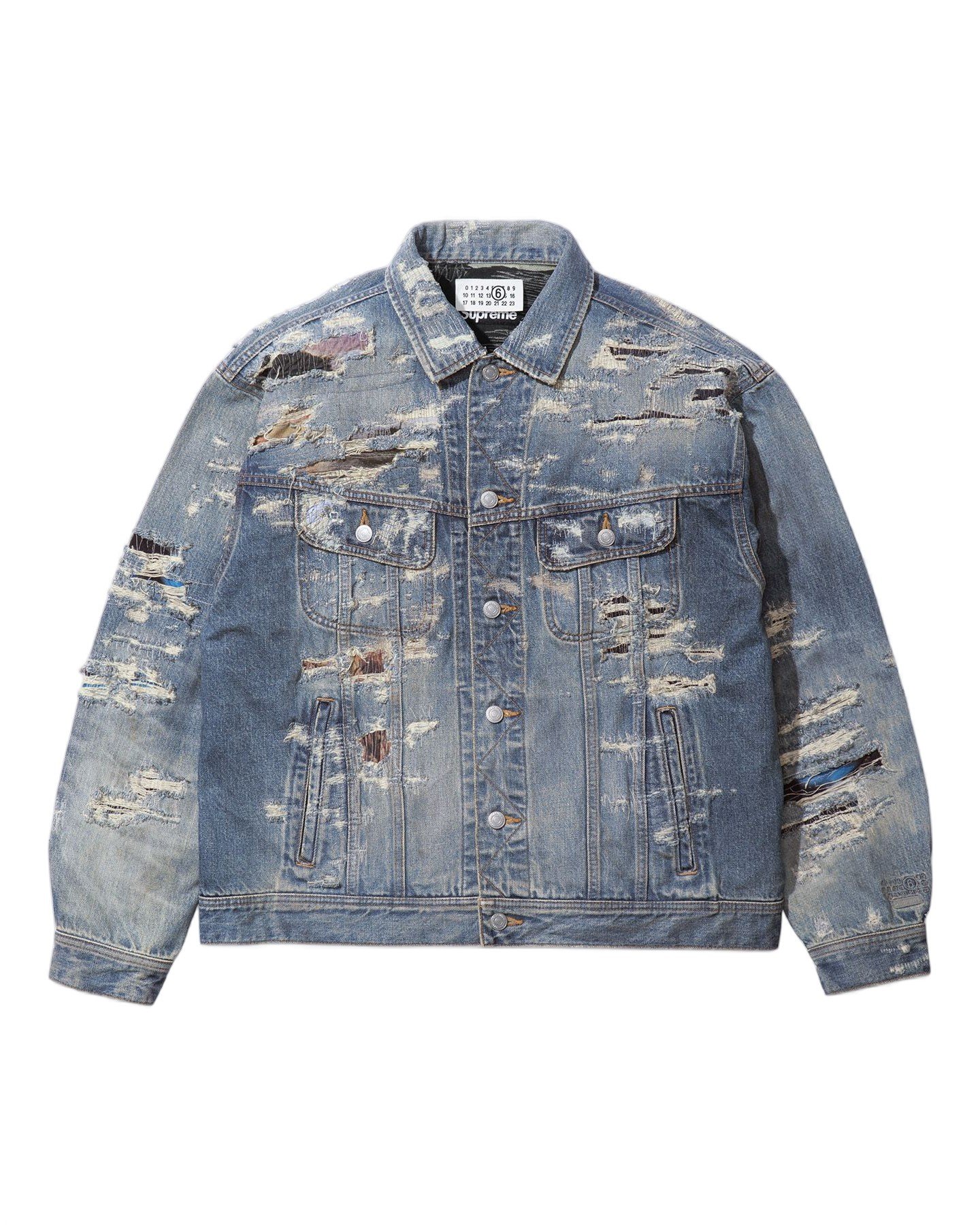 Supreme®/MM6 Maison Margiela Distressed Selvedge Denim Trucker Jacket view 2